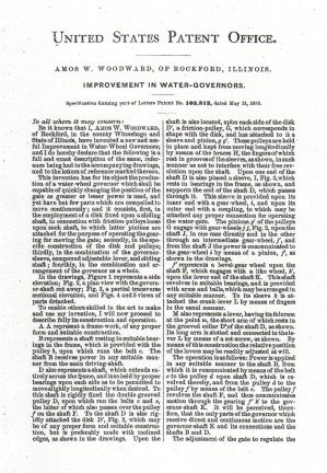 WOODWARD PATENT 103,813 IMPROVEMENT IN WATER WHEEL GOVERNOR.